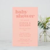 Budget Modern Cute Dusty Peach Baby Shower Invite (Standing Front)
