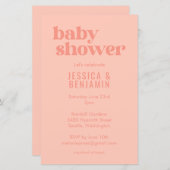 Budget Modern Cute Dusty Peach Baby Shower Invite (Front/Back)