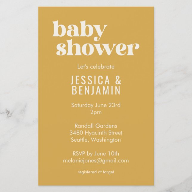 Budget Modern Cute Dusty Yellow Baby Shower Invite (Front)