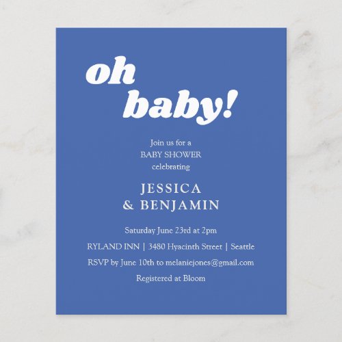 Budget Modern Cute French Blue Baby Shower Invite