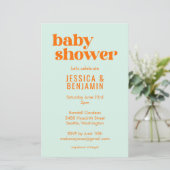 Budget Modern Cute Mint Orange Baby Shower Invite (Standing Front)