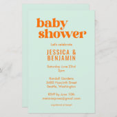 Budget Modern Cute Mint Orange Baby Shower Invite (Front/Back)