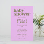 Budget Modern Cute Purple Green Baby Shower Invite (Standing Front)