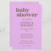 Budget Modern Cute Purple Green Baby Shower Invite (Front/Back)