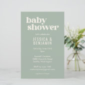 Budget Modern Cute Sage Green Baby Shower Invite (Standing Front)