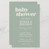 Budget Modern Cute Sage Green Baby Shower Invite (Front/Back)