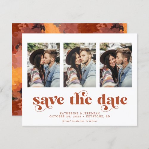 Budget Modern Earth Tones 3 Photo Save the Date
