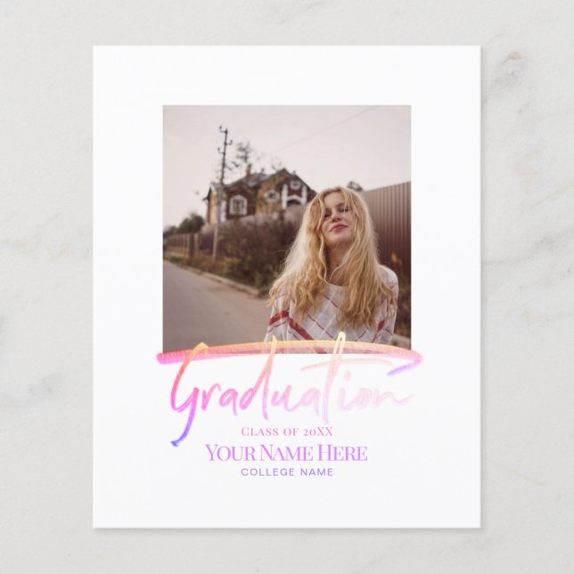 Budget Modern Elegant Graduation Photo Invitations Flyer (Front)