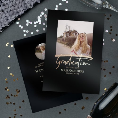 Budget Modern Elegant Graduation Photo Invitations Flyer