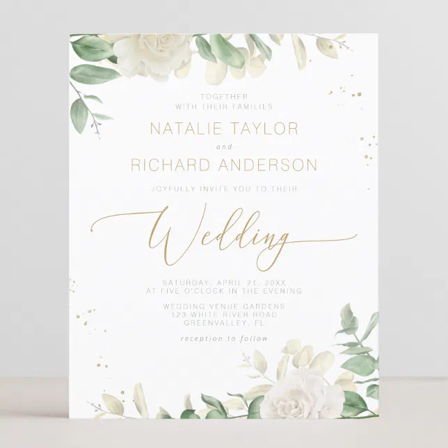 Budget Modern Elegant Greenery Wedding Invitation Zazzle