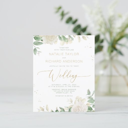 Budget Modern Elegant Greenery Wedding Invitation | Zazzle