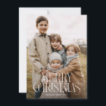 Budget Modern Elegant Merry Christmas Three Photo Holiday Card<br><div class="desc">Budget Modern Elegant Merry Christmas Three Photo Holiday Card features unique and modern type on a full bleed photograph for a truly unique look. Two additional photos on the back allow space for even more family photos.</div>