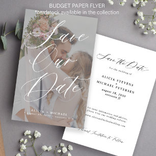 Budget modern elegant photo wedding save the date flyer