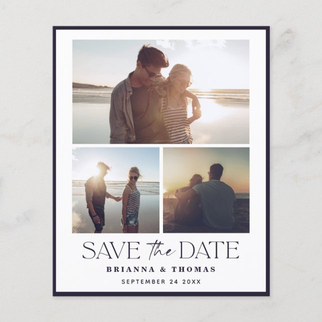 Budget  Modern Elegant Photo Wedding Save the Date Flyer (Front)