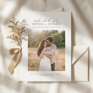 Budget Modern Elegant Script One Photo Wedding Invitation