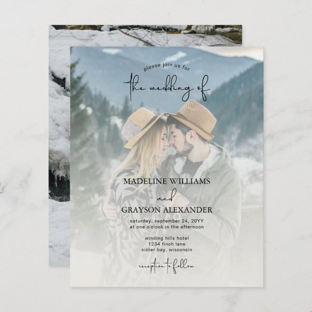 BUDGET Modern Elegant Script Two Photo Wedding  (Front/Back)