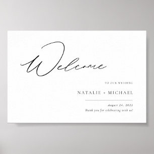 Budget Modern Elegant Script Wedding Welcome Sign