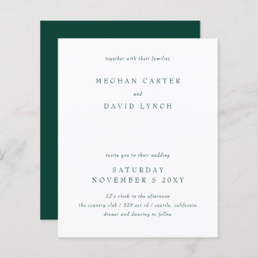 Budget Modern Emerald Green Wedding Invitation