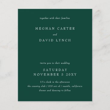 Budget Modern Emerald Green Wedding Invitation
