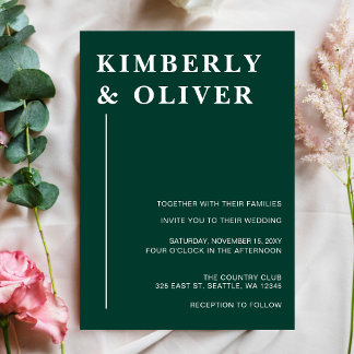 Budget Modern Emerald Wedding Invitations