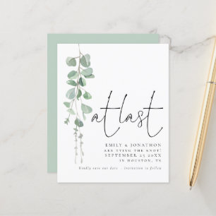 Budget Modern Eucalyptus At Last Save The Date