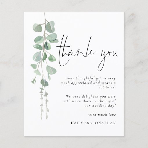 Budget Modern Eucalyptus Photo Thank You | Zazzle