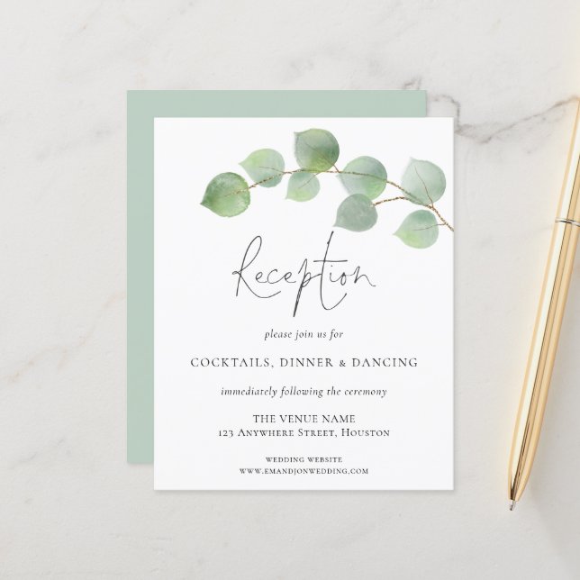 Budget Modern Eucalyptus Wedding Reception Details (Front/Back In Situ)