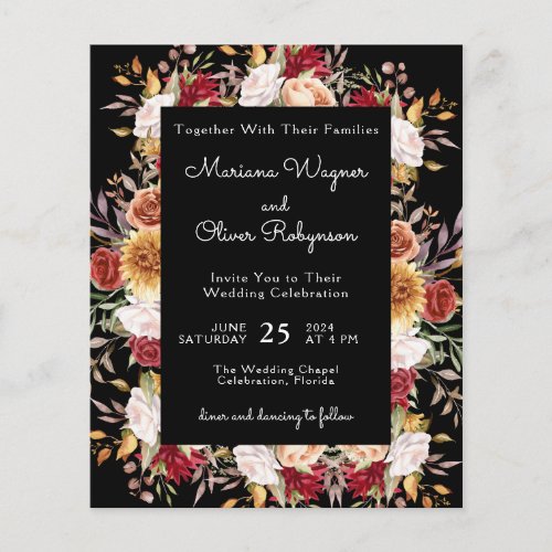 Budget Modern Fall Floral Black Wedding