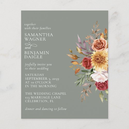 Budget Modern Fall Floral Sage Green Wedding