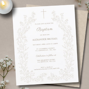 Budget Modern Floral Cross Christian Baptism