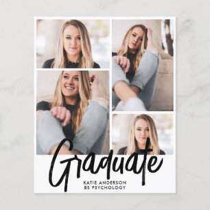 Budget Modern Four Photo Script Graduation Invite