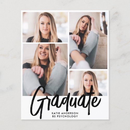 Budget Modern Four Photo Script Graduation Invite