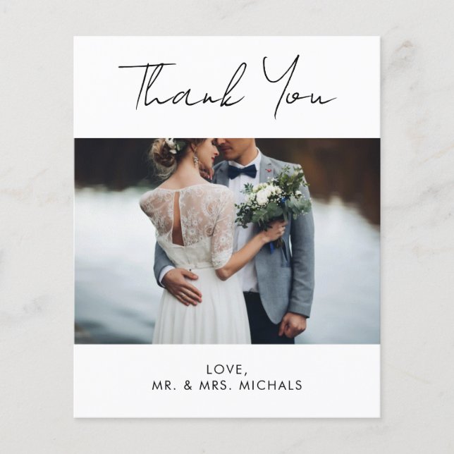 Budget Modern Full Photo Wedding Thank You Flyer (Front)