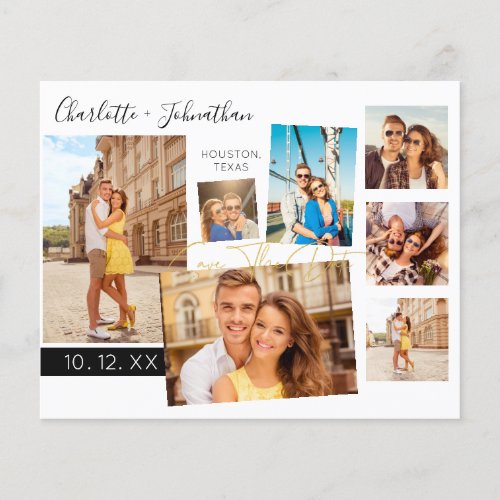 Budget Modern Fun Multi Photo Save the Date Gold Flyer