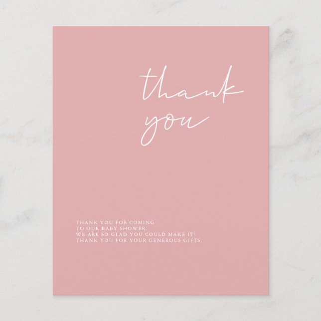 Budget Modern Girl Baby Shower Thank You Card (Front)