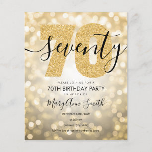 Budget Modern Gold 70th Birthday Party Invite   Flyer