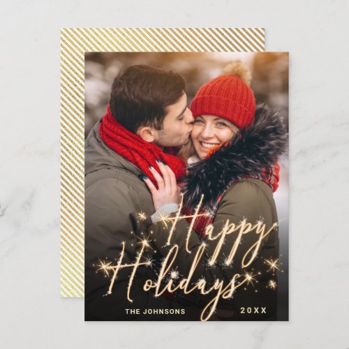 Budget Modern Gold PHOTO Greeting Holiday Card