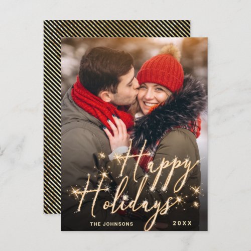 Budget Modern Gold PHOTO Greeting Holiday Card