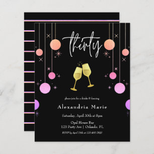 Budget Modern Gold Toast 30th Birthday Invitation