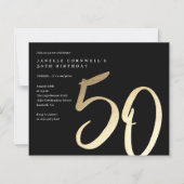 Budget Modern Gold Type 50th Birthday Invitation (Front)