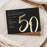 Budget Modern Gold Type 50th Birthday Invitation<br><div class="desc">Modern minimalist 50th birthday party invitation features stylish faux gold foil number handwritten script 50 and your party details in classic serif font on black background color, simple and elegant, great surprise adult milestone birthday invitation for men and women. The black background color can be changed to any color of...</div>
