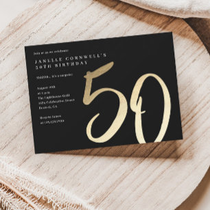 Budget Modern Gold Type 50th Birthday Invitation
