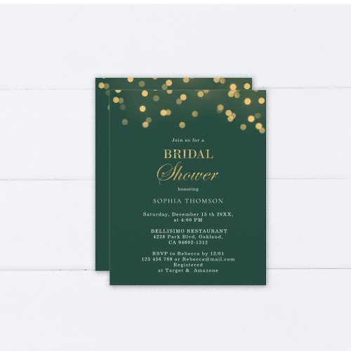 Budget Modern Green Gold Bridal Shower Flyer