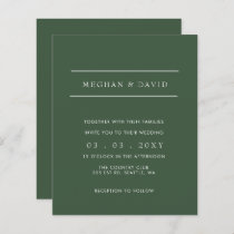 Budget Modern Green Wedding  Invitation