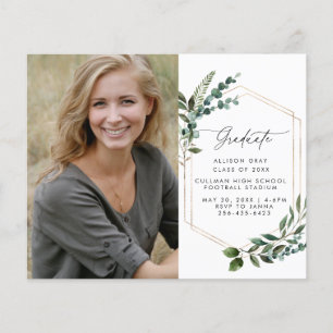 Budget Modern Greenery Graduation Announcement Flyer