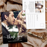 Budget Modern Hand Written Wedding Photo Thank You Postcard<br><div class="desc">Modern Elegant Hand Lettered Script Wedding Photo Thank You postcard. Modern Stylish wedding thank you postcard template featuring a full vertical photo on the front with the overlay text "Thank You" in a handwritten typography script font in white color on the picture. Personalize the custom name and thank you message....</div>