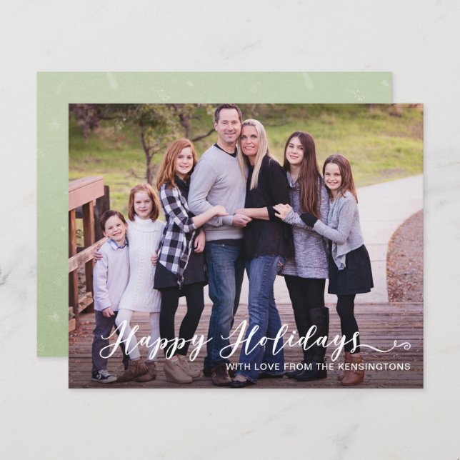 Budget Modern Happy Holidays Handwritten Photo (Front/Back)