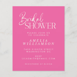 Budget Modern Hot Pink Script Bridal Shower Invite