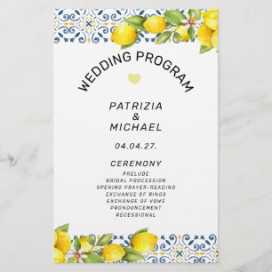 Budget Modern Lemon Mediterranean Wedding Program Flyer