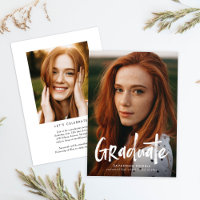 Budget Modern Lettering Two Photo Graduation Party
